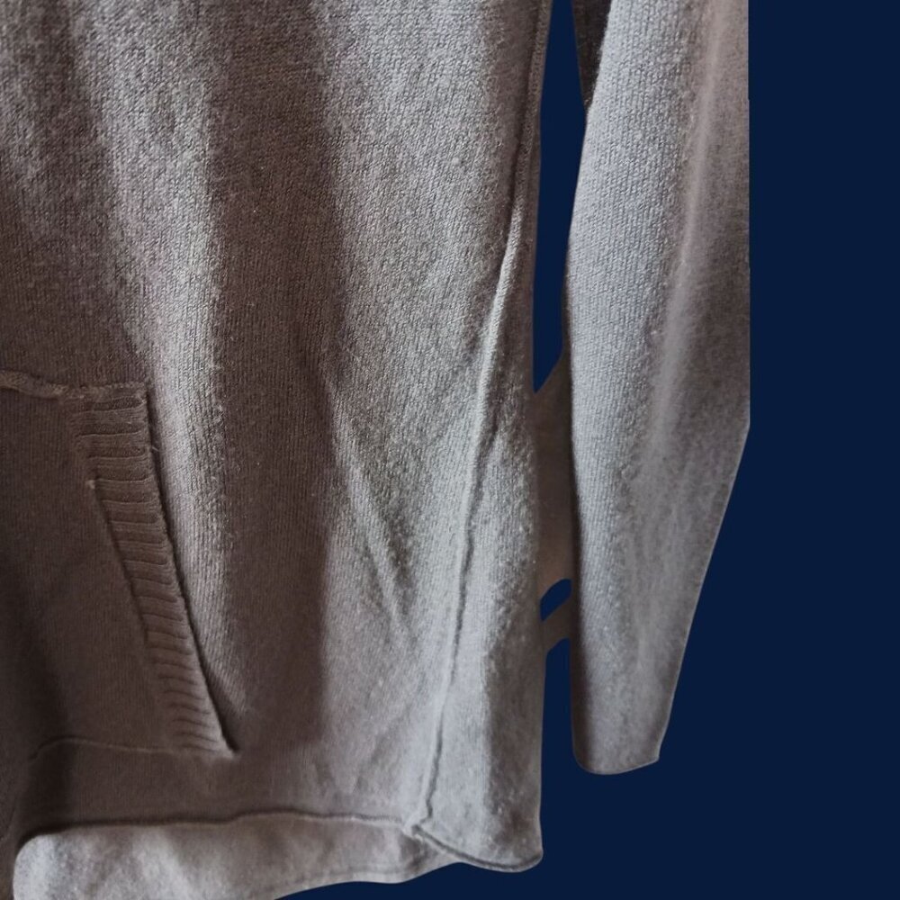 Democracy Vtg Hooded Knit Pullover Sweater W/ Kangaroo Pocket Gray Medium - Picture 8 of 9